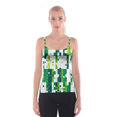 Generative Art Experiment Rectangular Circular Shapes Polka Green Vertical Spaghetti Strap Top by Mariart