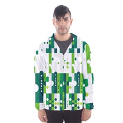 Generative Art Experiment Rectangular Circular Shapes Polka Green Vertical Hooded Wind Breaker (men) by Mariart