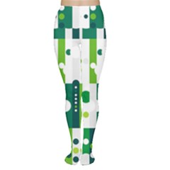 Generative Art Experiment Rectangular Circular Shapes Polka Green Vertical Women s Tights by Mariart