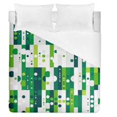 Generative Art Experiment Rectangular Circular Shapes Polka Green Vertical Duvet Cover (queen Size) by Mariart