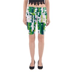 Generative Art Experiment Rectangular Circular Shapes Polka Green Vertical Yoga Cropped Leggings by Mariart