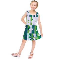 Generative Art Experiment Rectangular Circular Shapes Polka Green Vertical Kids  Tunic Dress by Mariart