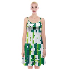 Generative Art Experiment Rectangular Circular Shapes Polka Green Vertical Spaghetti Strap Velvet Dress by Mariart