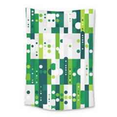 Generative Art Experiment Rectangular Circular Shapes Polka Green Vertical Small Tapestry by Mariart