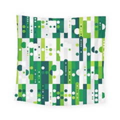 Generative Art Experiment Rectangular Circular Shapes Polka Green Vertical Square Tapestry (small) by Mariart