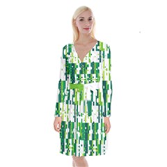 Generative Art Experiment Rectangular Circular Shapes Polka Green Vertical Long Sleeve Velvet Front Wrap Dress by Mariart