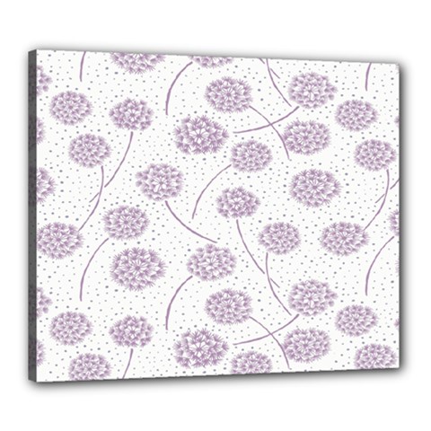 Purple Tulip Flower Floral Polkadot Polka Spot Canvas 24  X 20 