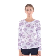 Purple Tulip Flower Floral Polkadot Polka Spot Women s Long Sleeve Tee