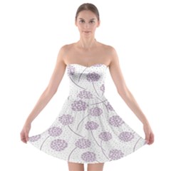 Purple Tulip Flower Floral Polkadot Polka Spot Strapless Bra Top Dress by Mariart