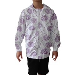 Purple Tulip Flower Floral Polkadot Polka Spot Hooded Wind Breaker (kids) by Mariart