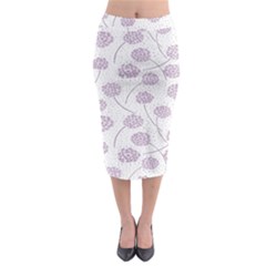 Purple Tulip Flower Floral Polkadot Polka Spot Midi Pencil Skirt by Mariart