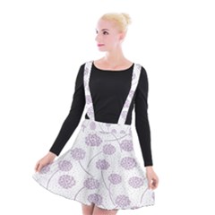 Purple Tulip Flower Floral Polkadot Polka Spot Suspender Skater Skirt