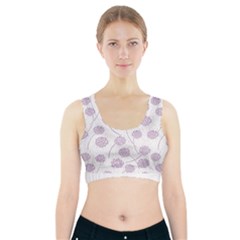 Purple Tulip Flower Floral Polkadot Polka Spot Sports Bra With Pocket