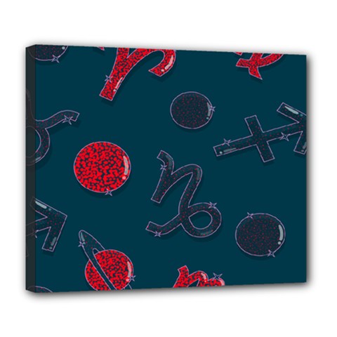 Zodiac Signs Planets Blue Red Space Deluxe Canvas 24  X 20   by Mariart