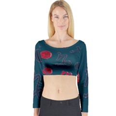 Zodiac Signs Planets Blue Red Space Long Sleeve Crop Top by Mariart