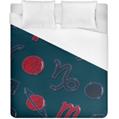 Zodiac Signs Planets Blue Red Space Duvet Cover (california King Size) by Mariart