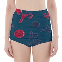 Zodiac Signs Planets Blue Red Space High-waisted Bikini Bottoms by Mariart