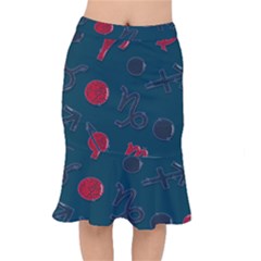 Zodiac Signs Planets Blue Red Space Mermaid Skirt