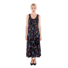 Floral Pattern Sleeveless Maxi Dress by ValentinaDesign