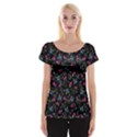 Floral pattern Women s Cap Sleeve Top View1