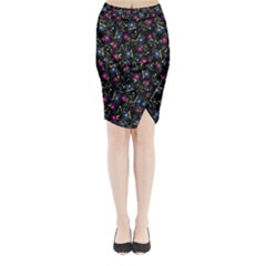 Floral Pattern Midi Wrap Pencil Skirt by ValentinaDesign