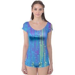 Vertical Behance Line Polka Dot Blue Green Purple Boyleg Leotard  by Mariart