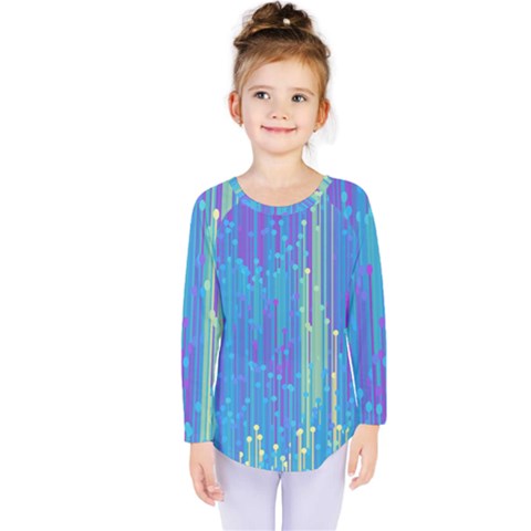 Vertical Behance Line Polka Dot Blue Green Purple Kids  Long Sleeve Tee by Mariart