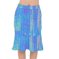 Vertical Behance Line Polka Dot Blue Green Purple Mermaid Skirt