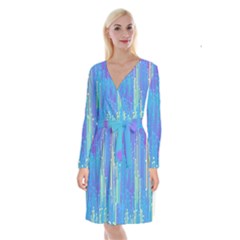 Vertical Behance Line Polka Dot Blue Green Purple Long Sleeve Velvet Front Wrap Dress by Mariart