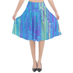 Vertical Behance Line Polka Dot Blue Green Purple Flared Midi Skirt