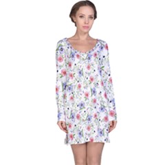 Floral Pattern Long Sleeve Nightdress by ValentinaDesign