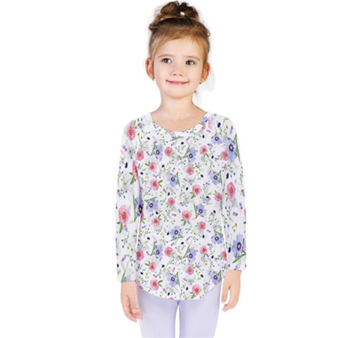 Floral Pattern Kids  Long Sleeve Tee by ValentinaDesign