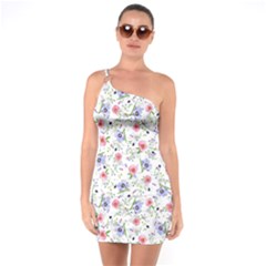 Floral Pattern One Soulder Bodycon Dress