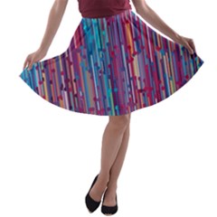 Vertical Behance Line Polka Dot Blue Green Purple Red Blue Black A-line Skater Skirt