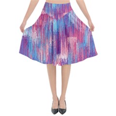 Vertical Behance Line Polka Dot Blue Green Purple Red Blue Small Flared Midi Skirt by Mariart