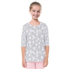 Floral Pattern Kids  Quarter Sleeve Raglan Tee