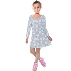 Floral Pattern Kids  Long Sleeve Velvet Dress by ValentinaDesign