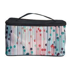 Vertical Behance Line Polka Dot Grey Pink Cosmetic Storage Case