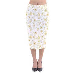 Floral Pattern Velvet Midi Pencil Skirt