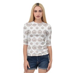 Dot Lotus Flower Flower Floral Quarter Sleeve Tee