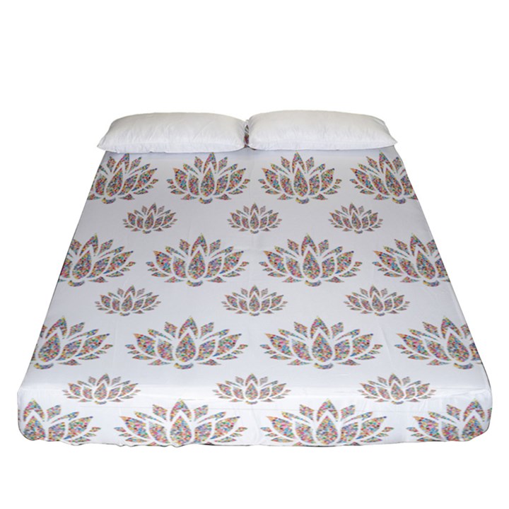 Dot Lotus Flower Flower Floral Fitted Sheet (California King Size)