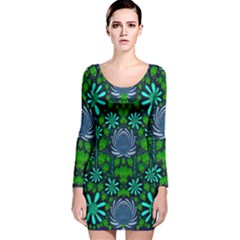 Strawberry Fantasy Flowers In A Fantasy Landscape Long Sleeve Velvet Bodycon Dress by pepitasart