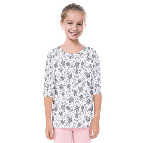 Floral Pattern Kids  Quarter Sleeve Raglan Tee by ValentinaDesign