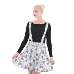 Floral Pattern Suspender Skater Skirt