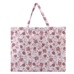 Floral Pattern Zipper Large Tote Bag