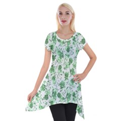 Floral Pattern Short Sleeve Side Drop Tunic by ValentinaDesign