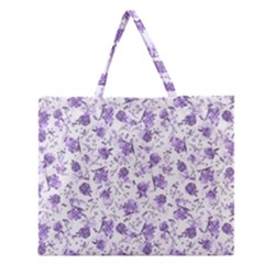 Floral Pattern Zipper Large Tote Bag