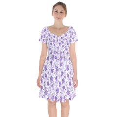 Floral Pattern Short Sleeve Bardot Dress