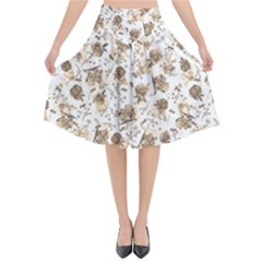 Floral Pattern Flared Midi Skirt