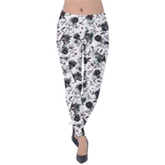 Floral Pattern Velvet Leggings